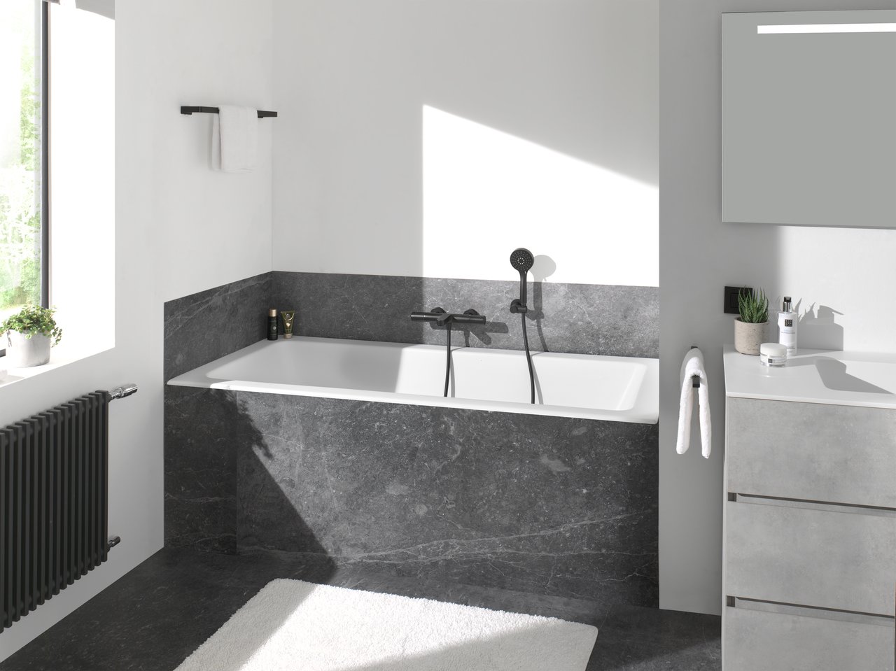 Luca Varess Viticcio tweepersoons inbouwbad 180 x 80 cm acryl mat wit