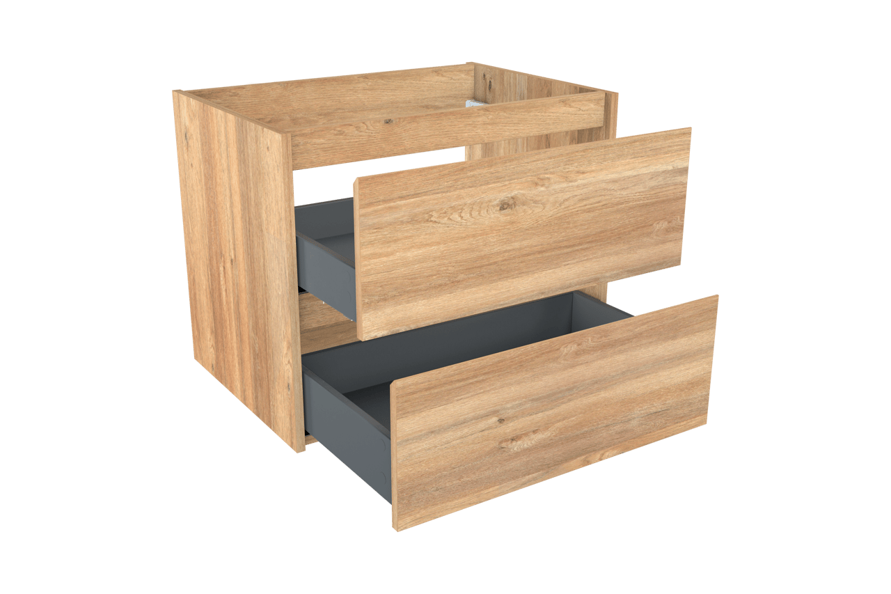 Storke Seda meuble sous-lavabo suspendu 75 x 52 cm chêne brut 2 tiroirs