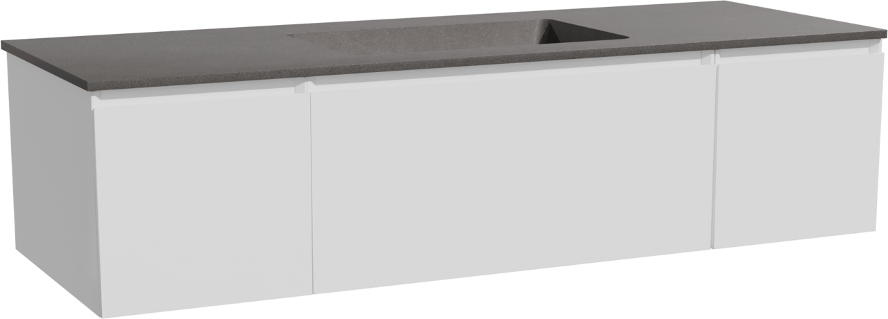 Storke Edge zwevend badmeubel 145 x 52 cm hoogglans wit met Scuro enkele wastafel in kwarts mat zwart