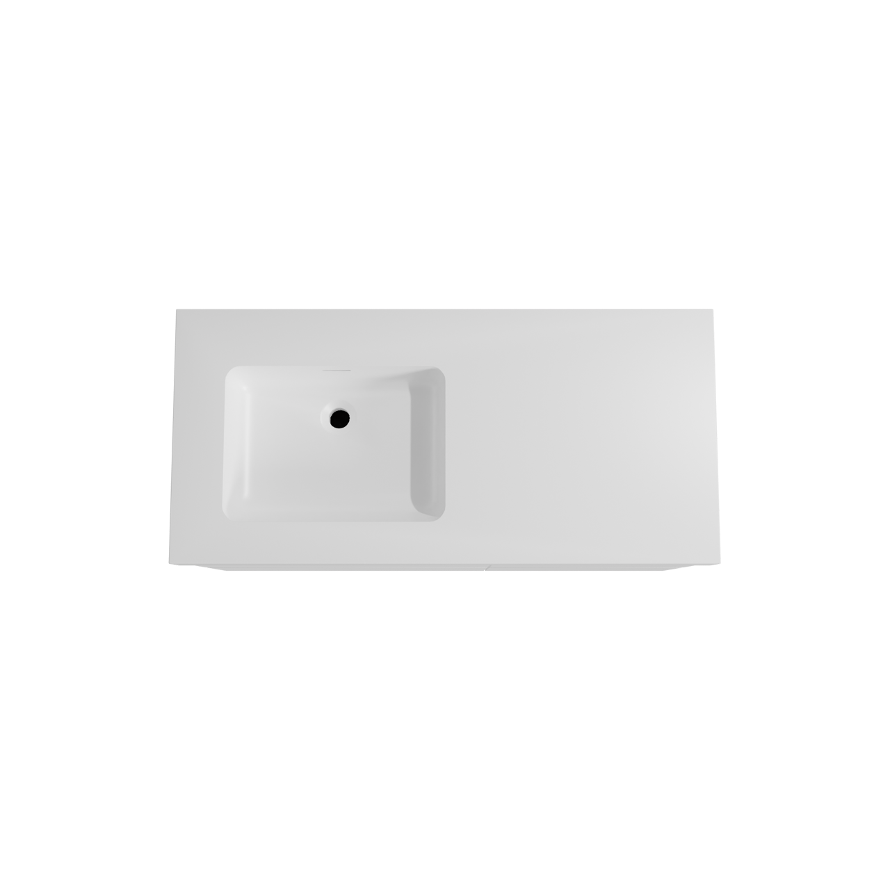 Storke Edge hängendes Möbelstück Set: 110 x 52 cm, Weiß matt, mit Mata High Waschtisch links, Solid Surface Weiß matt