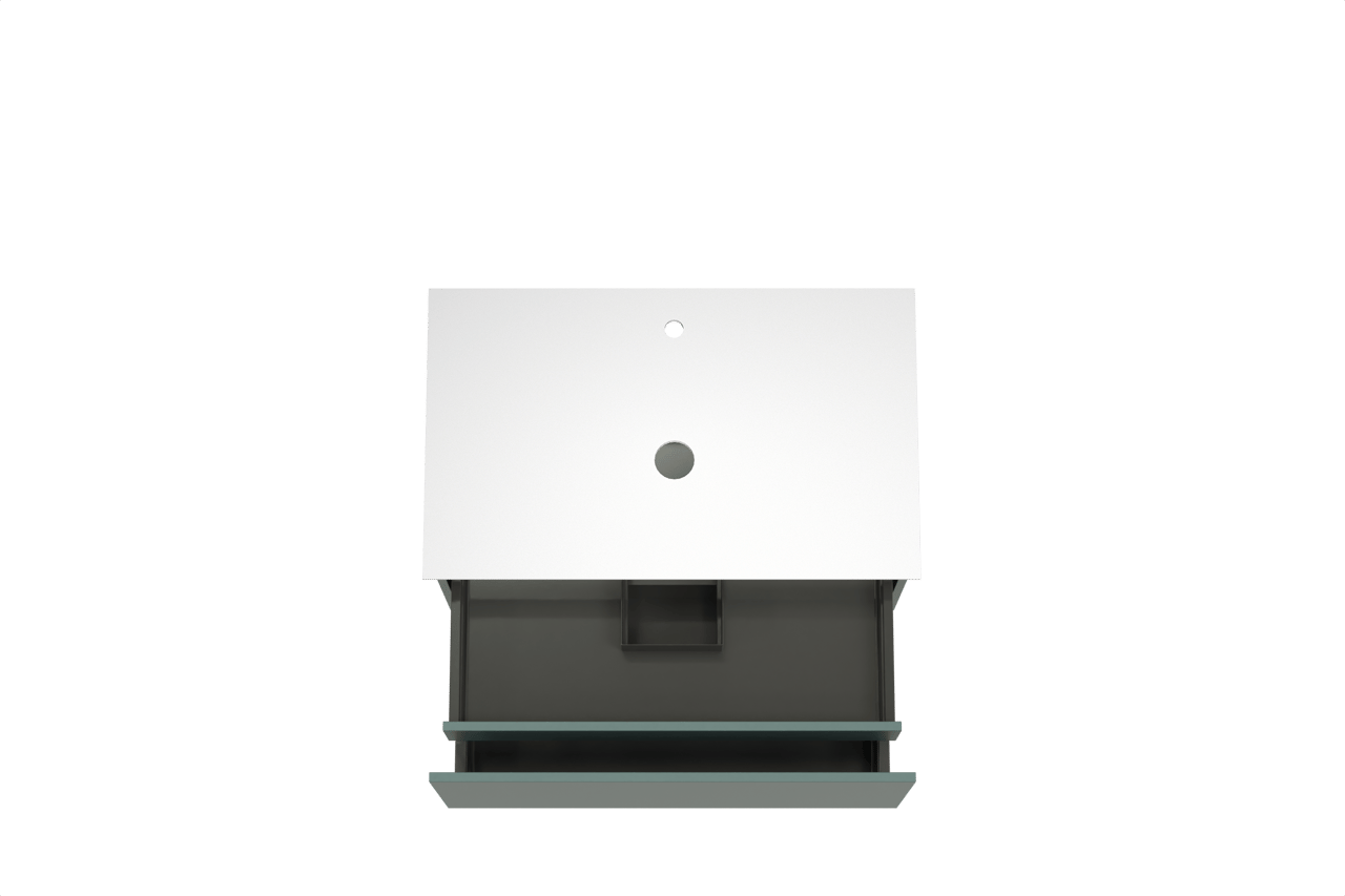 Balmani Sfera hängendes Möbelstück Set: 90 x 55 cm, Forest, mit Facetta Einzel Waschtischplatte, Solid Surface Weiß matt