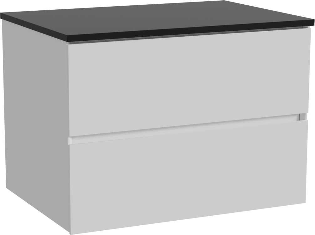 Storke Edge meuble salle de bains suspendu 75 x 52 cm blanc brillant avec Panton tablette simple en mdf enduit de poudre noir mat