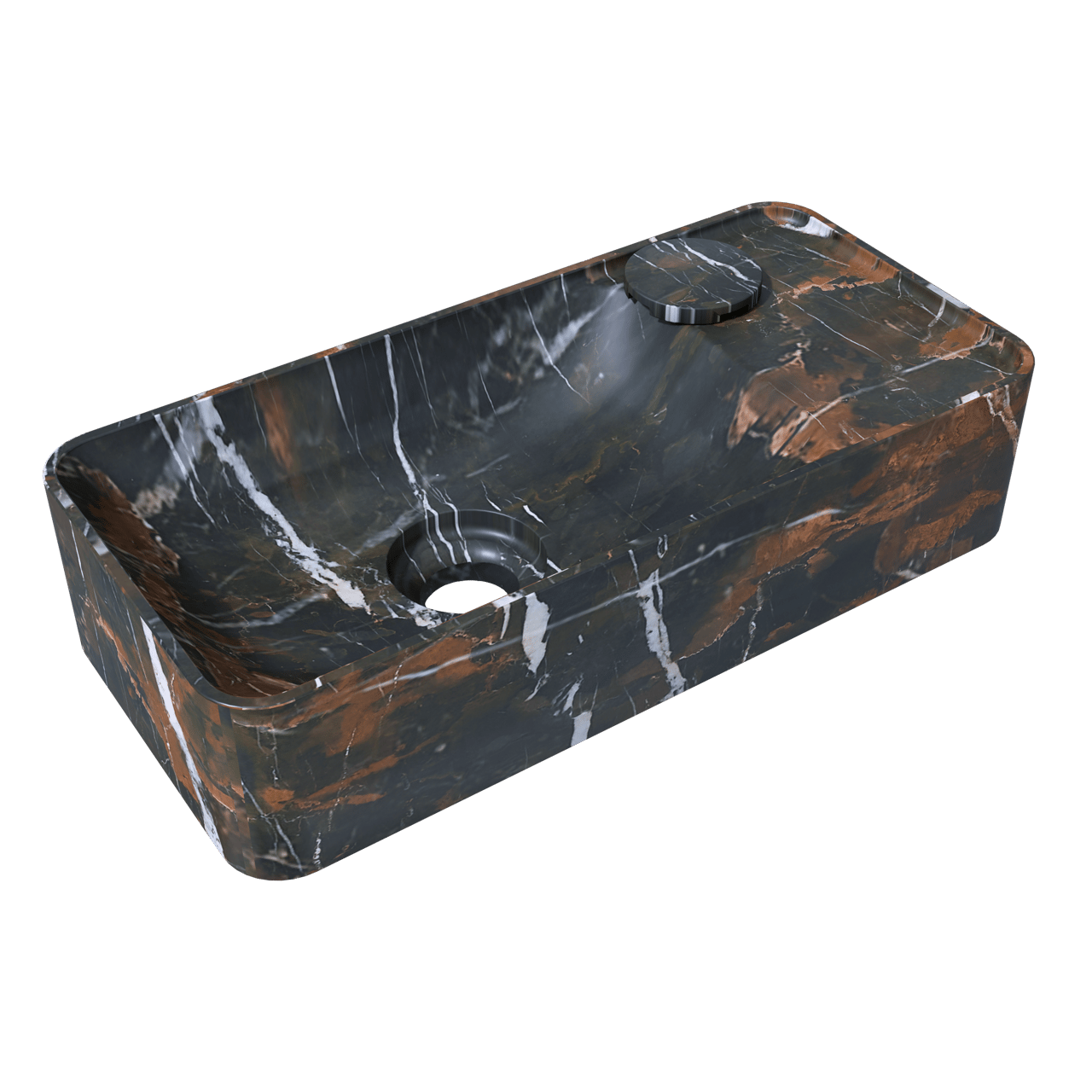 Balmani Fara Handwaschbecken: Portoro Marmor, Gold, 45 x 22 cm