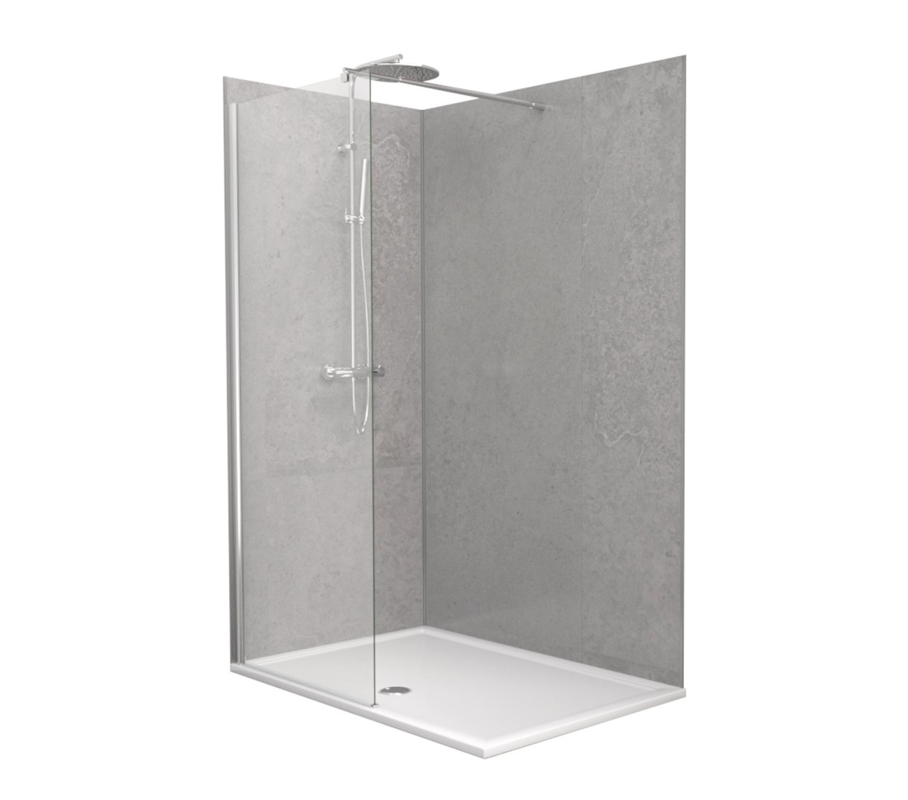 Linie Plato set douchewandpanelen 90 x 90 x 210 cm pvc beton grijs Oregon