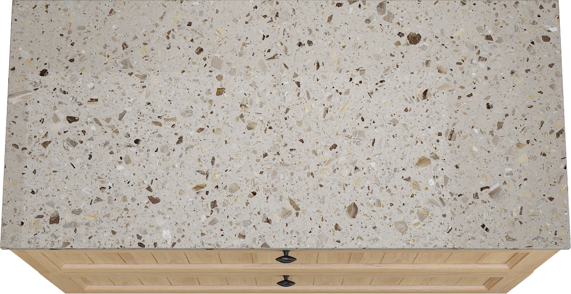 Balmani Lemon staand badkamermeubel 120 x 55 cm, fineer natuur eik met Stretto enkel of dubbel tablet in greige terrazzo