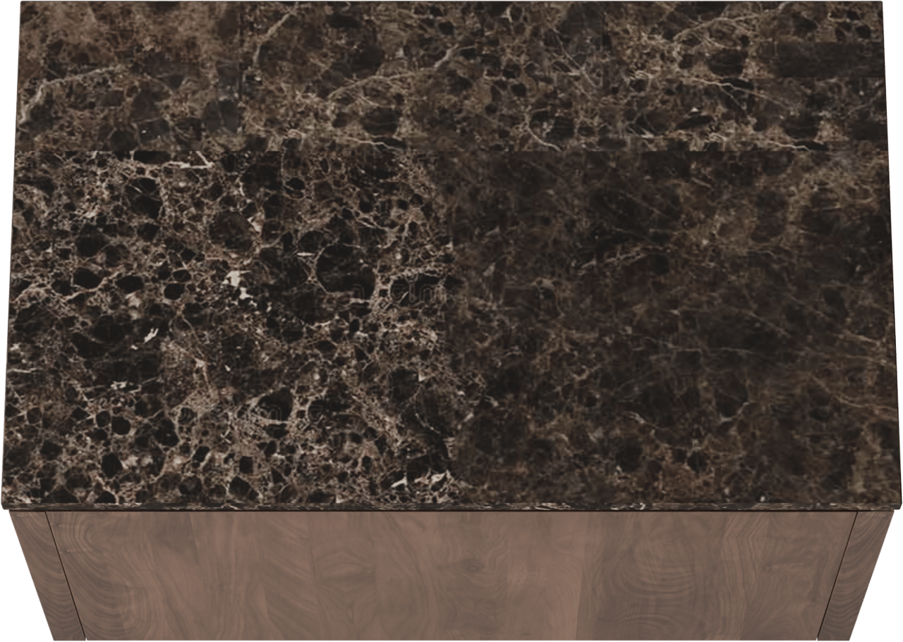 Balmani Eclips meuble salle de bains suspendu 90 x 55 cm Noyer américain avec Stretto tablette simple en Dark Emperador marbre