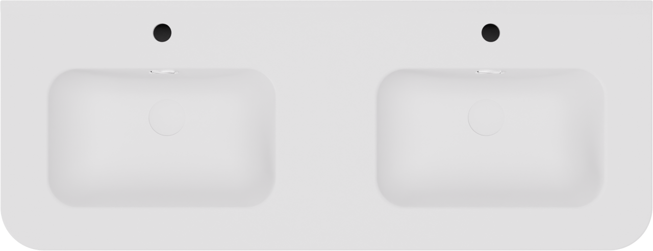 Storke Soft hängendes Möbelstück Set: 120 x 46 cm, Nussbaum, mit Kera Soft Doppelwaschtischplatte Keramik Weiβ matt, Vertikale symmetrische gerade Rippe