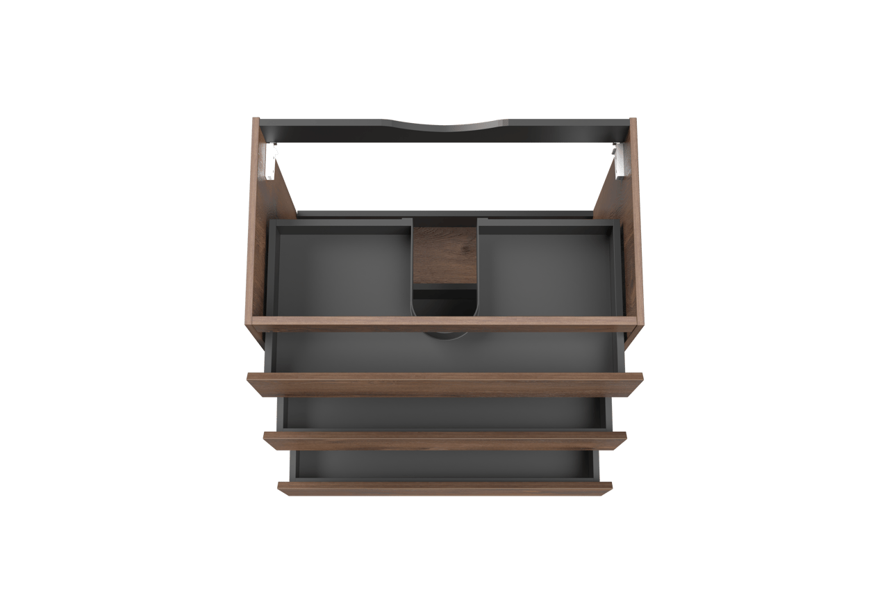 Linie Lado meuble sous-lavabo a poser 80 x 46 cm chêne brun 3 tiroirs