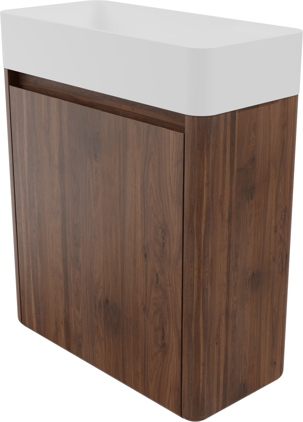 Balmani Fara zwevend toiletmeubel 45 x 22 cm amerikaans notenhout met Fara wastafel in matte Solid Surface