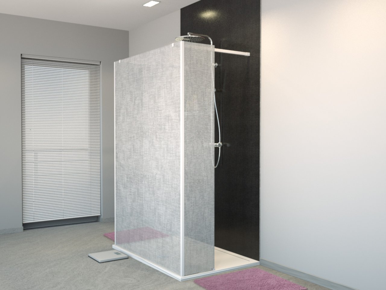 Balmani BMSS inloopdouche met vrijstaande wand en vast paneel 140 x 200 cm linnen wit glas mat wit profiel