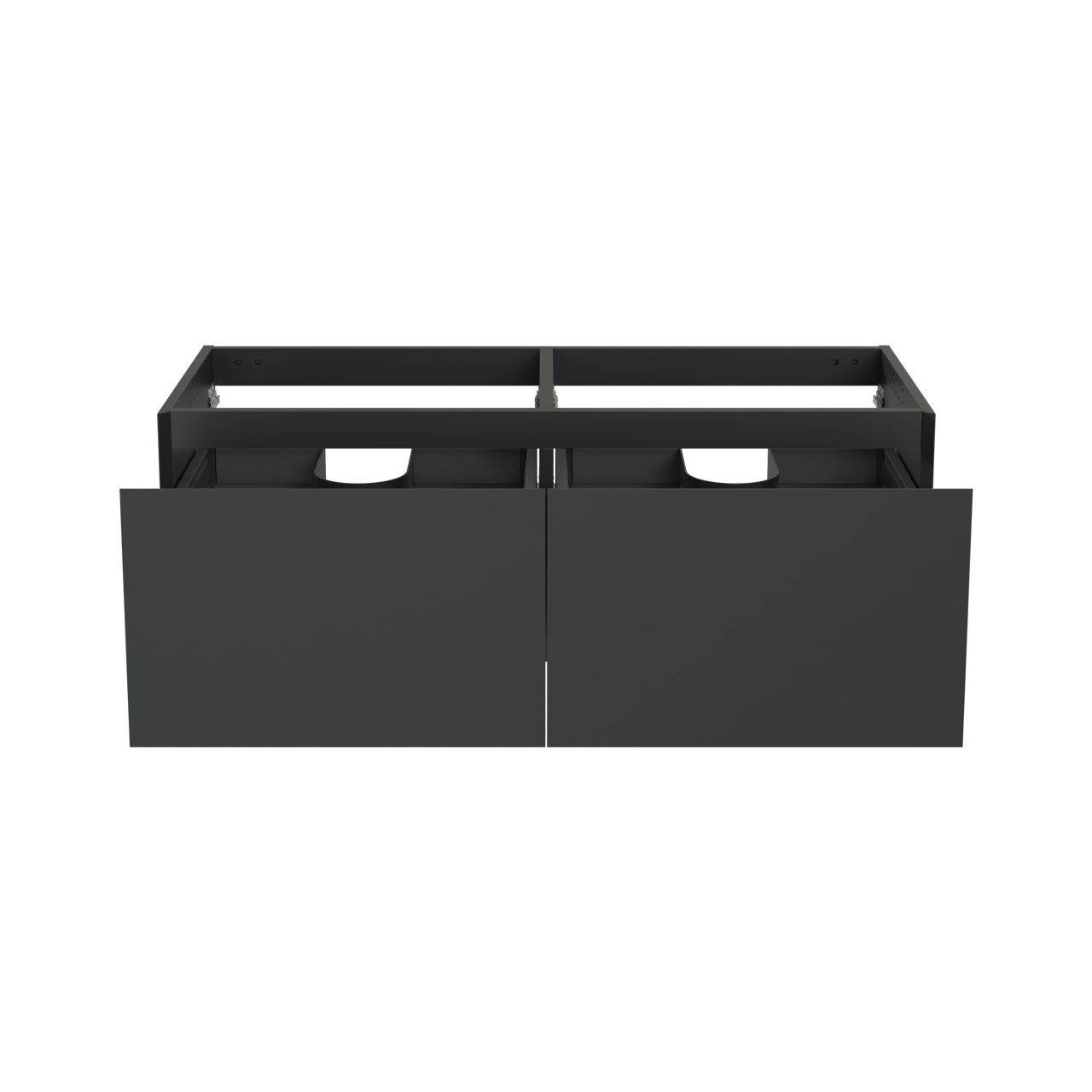 Balmani Idra hängender Waschbeckenunterschrank: 135 x 55 cm, Schwarz matt, 4 Schubladen