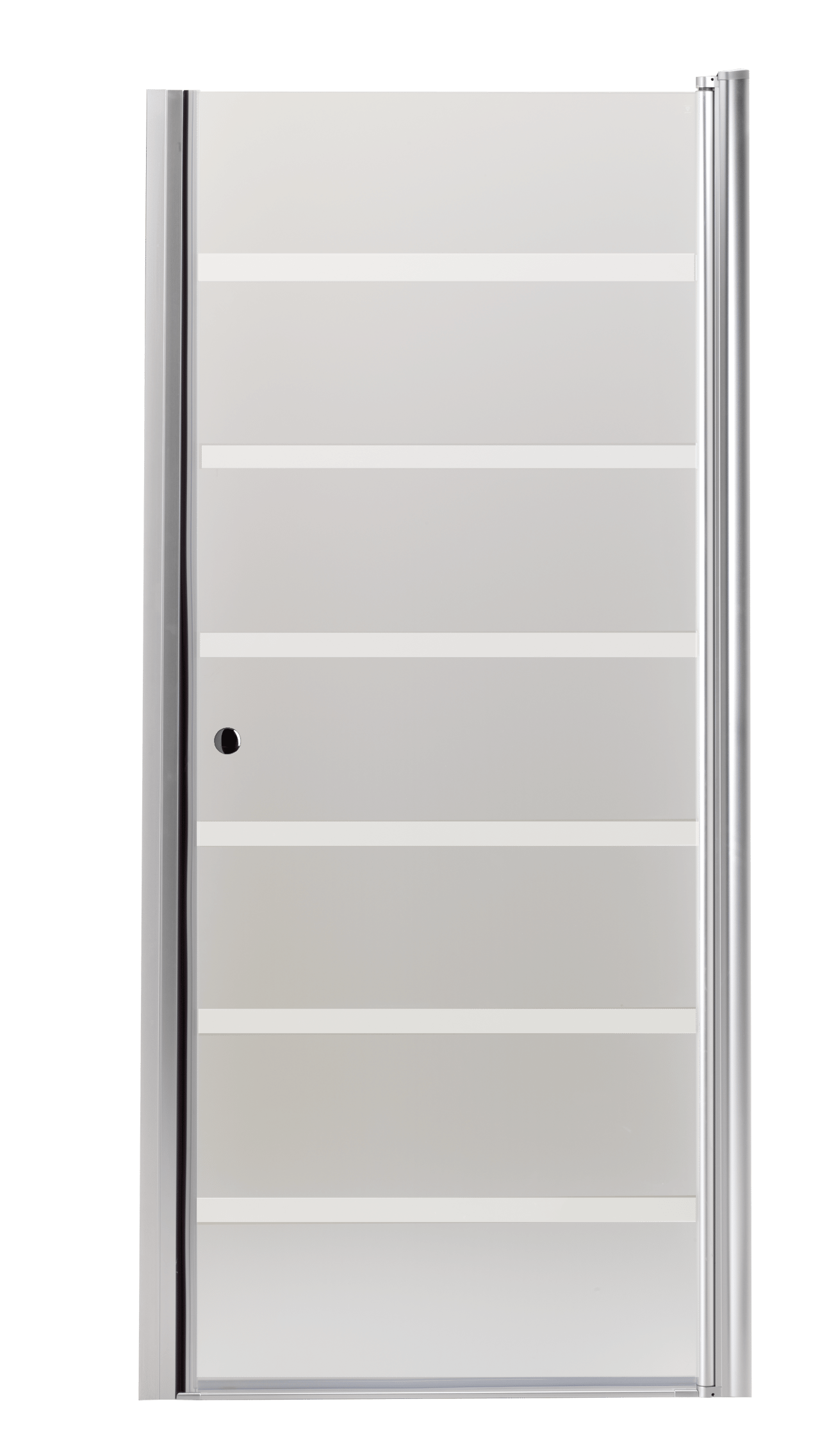 Luca Varess Cyrus porte pivotante 90 x 195 cm verre transparent à rayures profil aluminium mat 