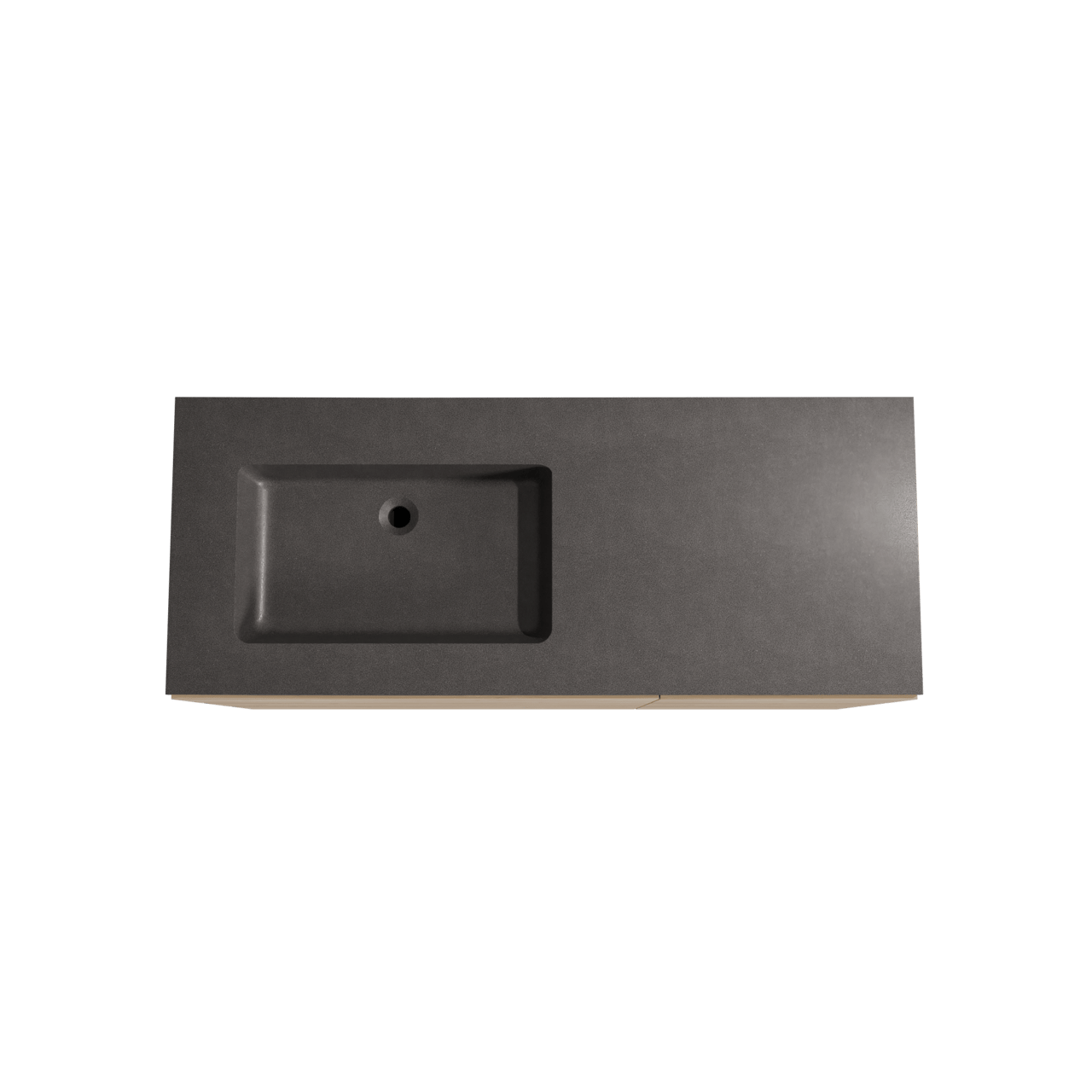 Storke Edge freistehendes Möbelstück Set: 130 x 52 cm, Rohe Eiche, mit Scuro Waschtisch links, Quarz Schwarz matt