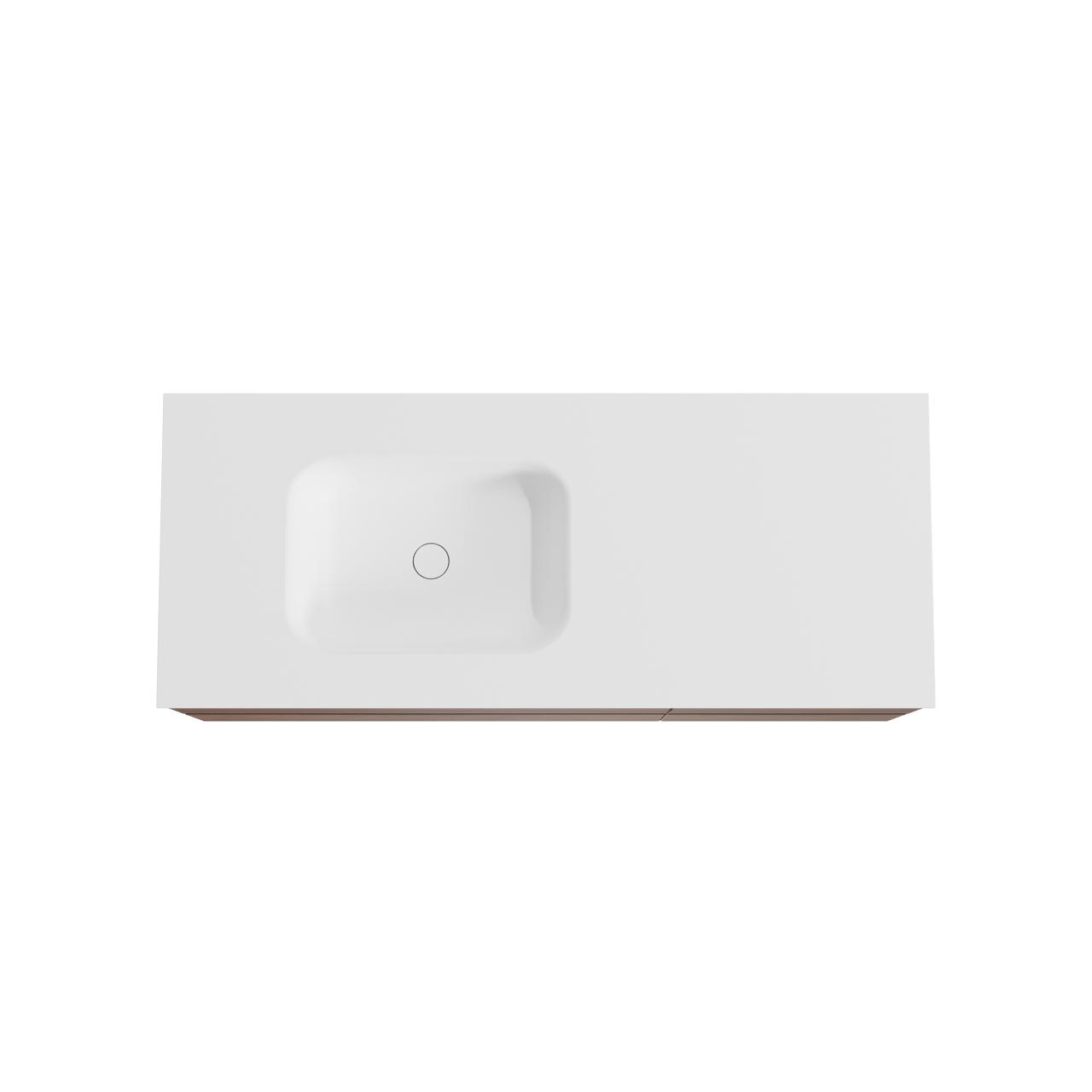 Balmani Mitra hängendes Möbelstück Set: 135 x 55 cm, Nussbaum, mit Tablo Arcato Waschtisch links, Solid Surface Weiß matt