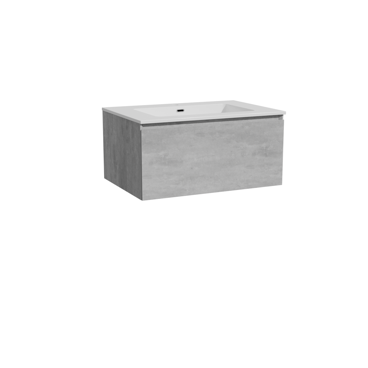 Storke Edge hängendes Möbelstück Set: 75 x 52 cm, Beton dunkelgrau, mit Diva Einzelwaschtisch, Marmorkomposit Weiß glänzend