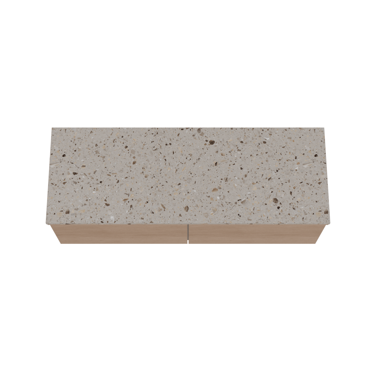 Balmani Forma meuble salle de bains suspendu 150 x 55 cm chêne naturel avec Stretto tablette simple ou double en terrazzo greige terrazzo, Nervure droite symétrique horizontale