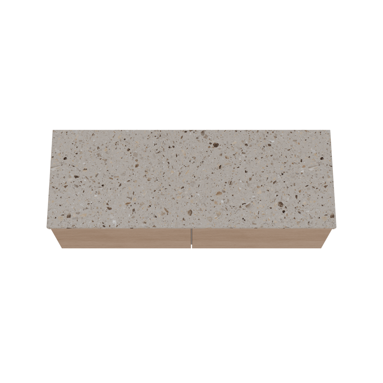 Balmani Forma meuble salle de bains suspendu 150 x 55 cm chêne naturel avec Stretto tablette simple ou double en terrazzo greige terrazzo, Nervure droite symétrique horizontale