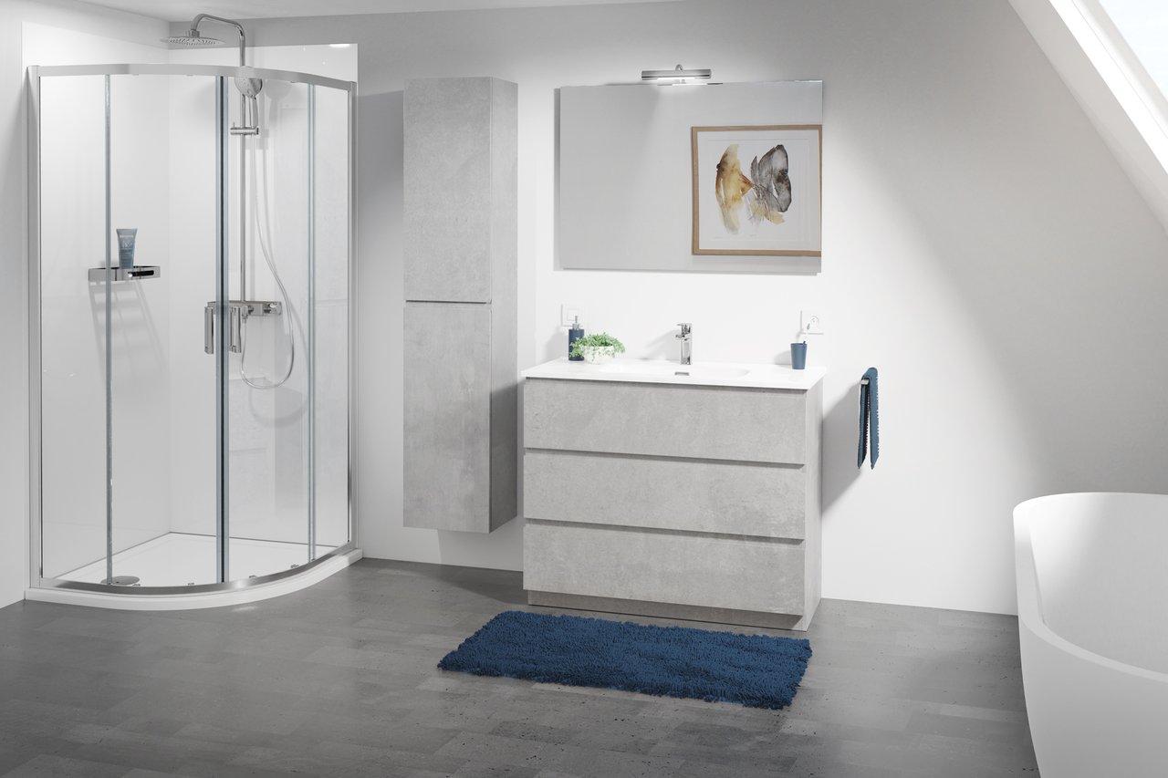 Luca Varess Vidor douchecabine kwartrond 90 x 90 cm helder glas glans chroom profiel