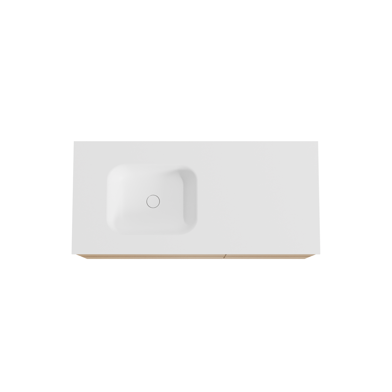 Balmani Mitra hängendes Möbelstück Set: 120 x 55 cm, Naturbelassene Eiche, mit Tablo Arcato Waschtisch links, Solid Surface Weiß matt