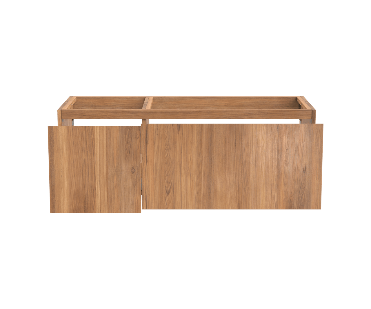 Balmani Idra zwevende wastafelonderkast 135 x 55 cm asymmetrisch rechts teak 4 lades