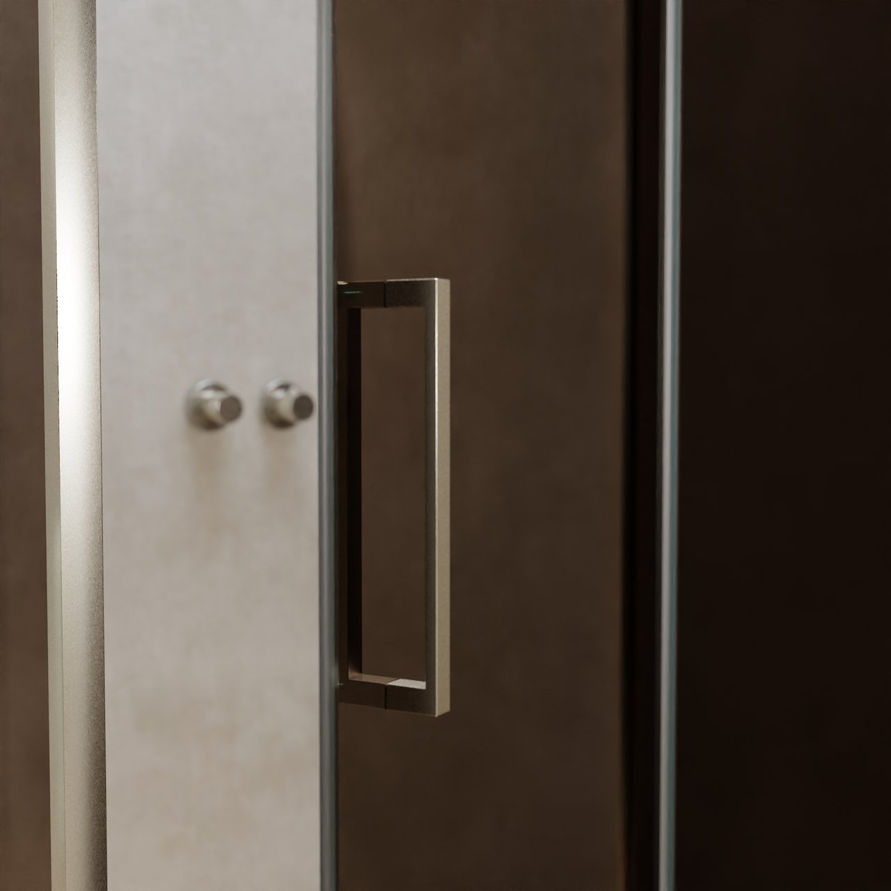 Balmani Senses Design douchehoek met rechtse draaideur en vaste zijwand, 120 x 80 cm, Brons, Brushed CoolMetal profielen