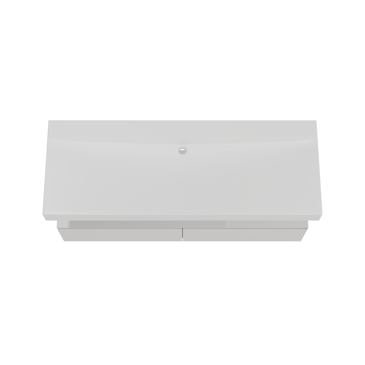 Balmani Mitra Elements zwevend badkamermeubel 150 x 55 cm mat wit met Wave enkele wastafel voor 2 kraangaten in solid surface mat wit