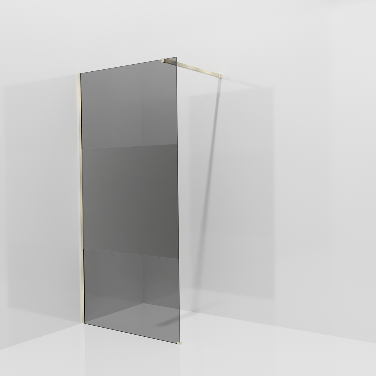 Balmani Modular inloopdouche: 100 x 200 cm, Rookglas met matte strook, Brushed Champagne Gold profielen