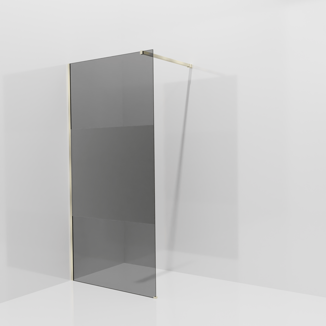 Balmani Modular Walk-In Dusche: 100 x 200 cm, Rauchglas mit mattiertem Streifen, inklusive Coating, Profil Brushed Champagne Gold