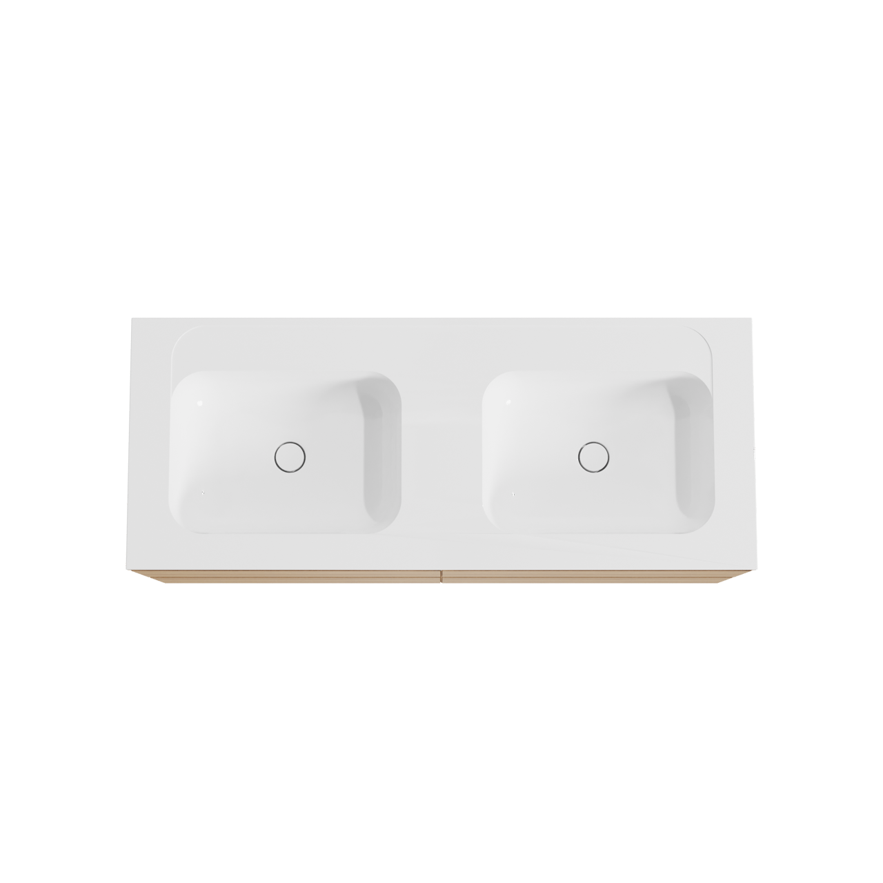 Balmani Mitra meuble salle de bains suspendu 135 x 55 cm chêne naturel avec Tablo Strada double vasque en marbre composite blanc brillant