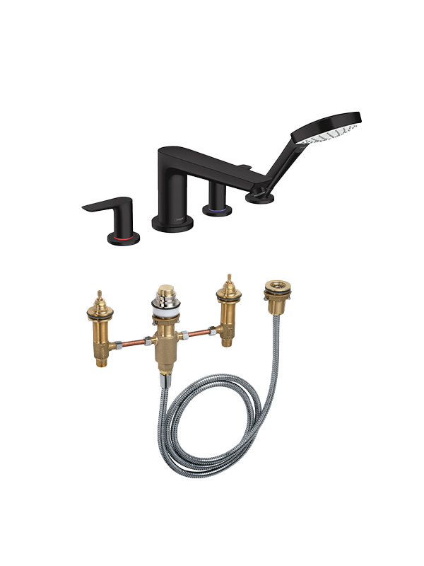 Hansgrohe Talis 4-gats badrandkraan met douchekop Mat Zwart, incl. inbouwelement