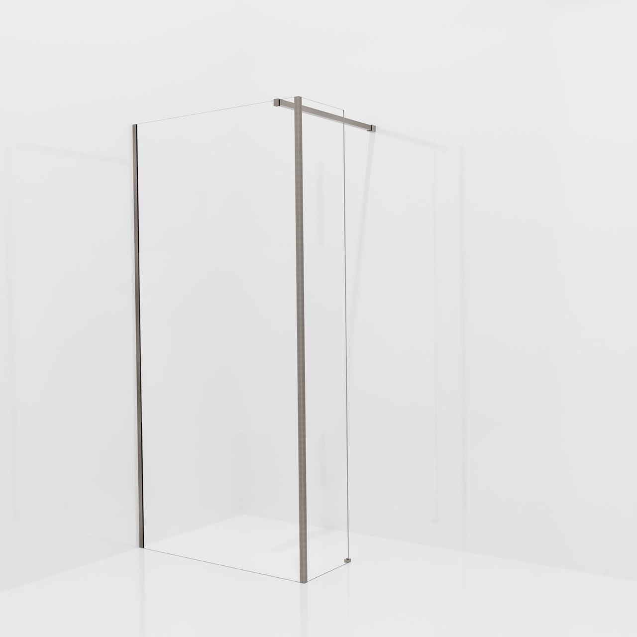 Balmani Modular Walk-In Dusche mit fester Seitenwand: 100 x 200 cm, Klarglas mit mattiertem Streifen, inklusive Coating, Profil Brushed GunMetal