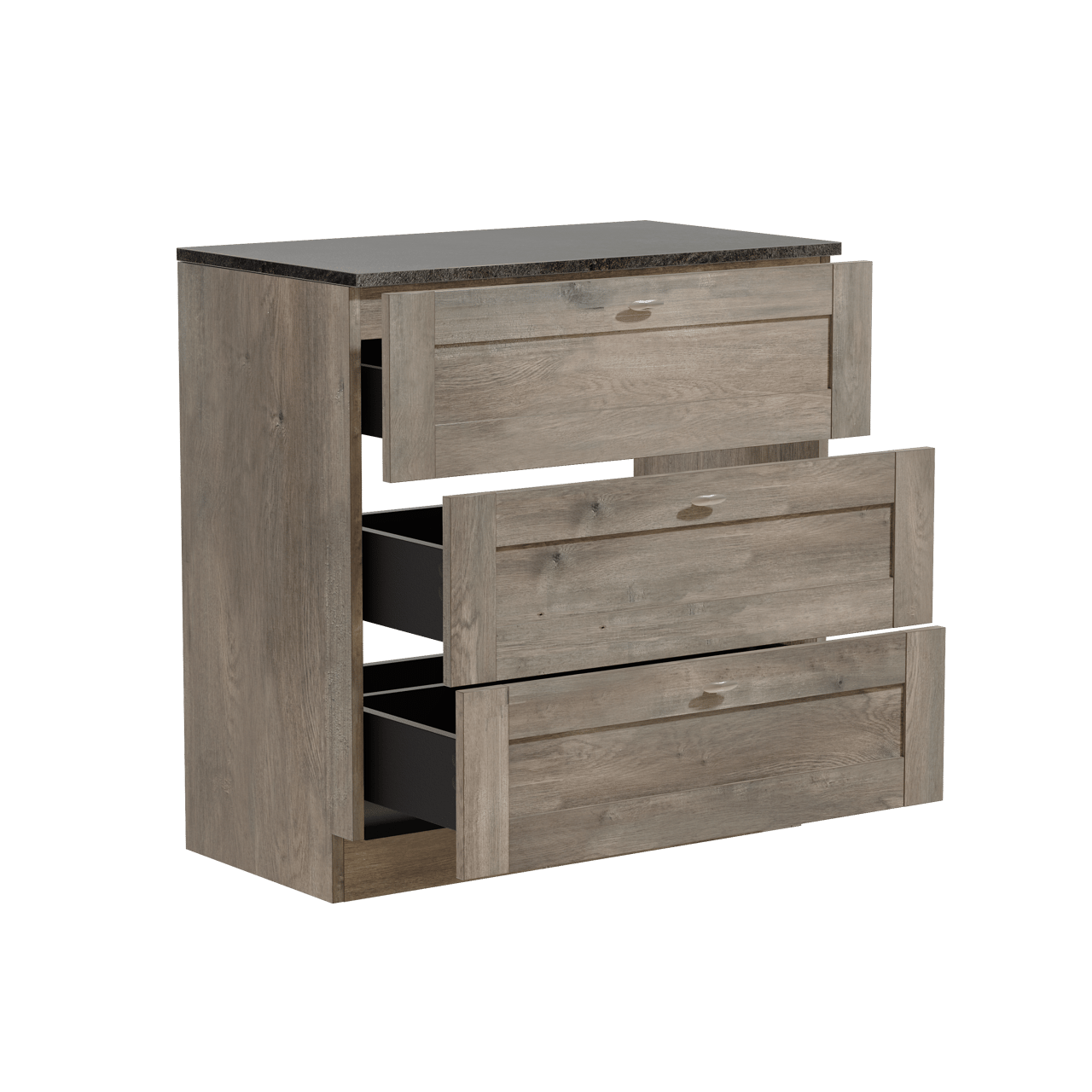 Linie Classo freistehendes Möbelstück Set: 80 x 46 cm, Graue Eiche, mit Lado Einzel Waschtischplatte, Melamin Schiefergrau