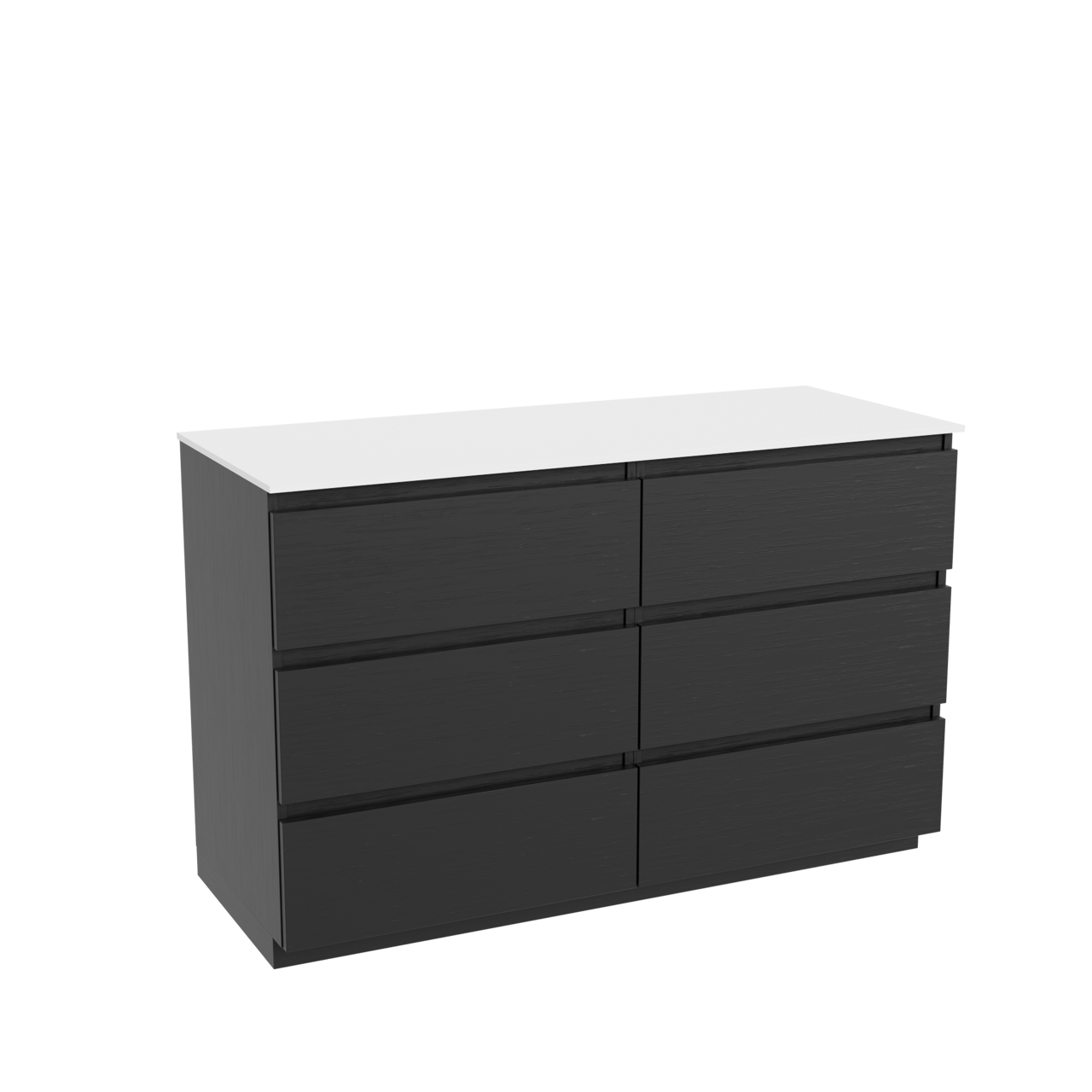 Balmani Lucida meuble salle de bains à poser 135 x 55 cm chêne noir avec Stretto tablette simple ou double en solid surface blanc mat