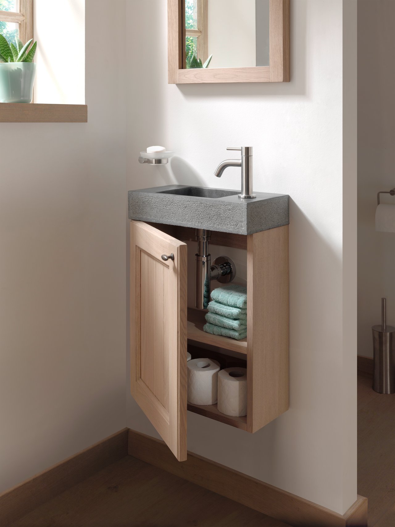 Balmani Lemon zwevende fonteinkast 42 x 21 cm verweerd eiken