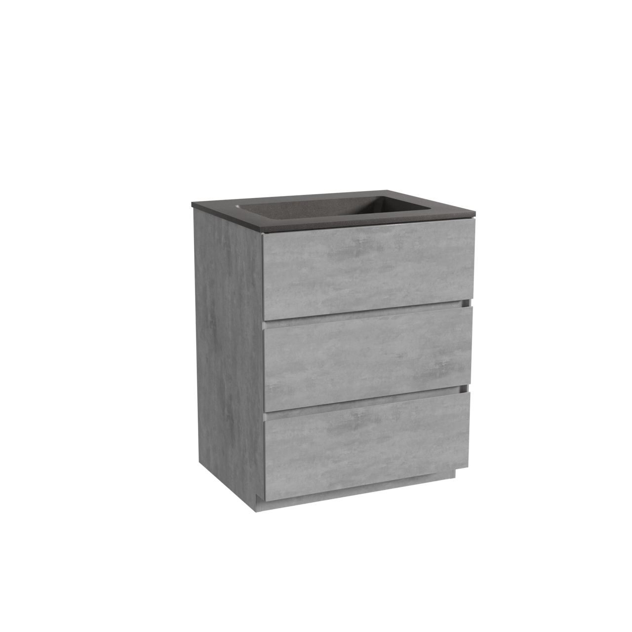 Storke Edge meuble salle de bains à poser 65 x 52 cm béton gris foncé avec Scuro plan simple en quartz noir mat