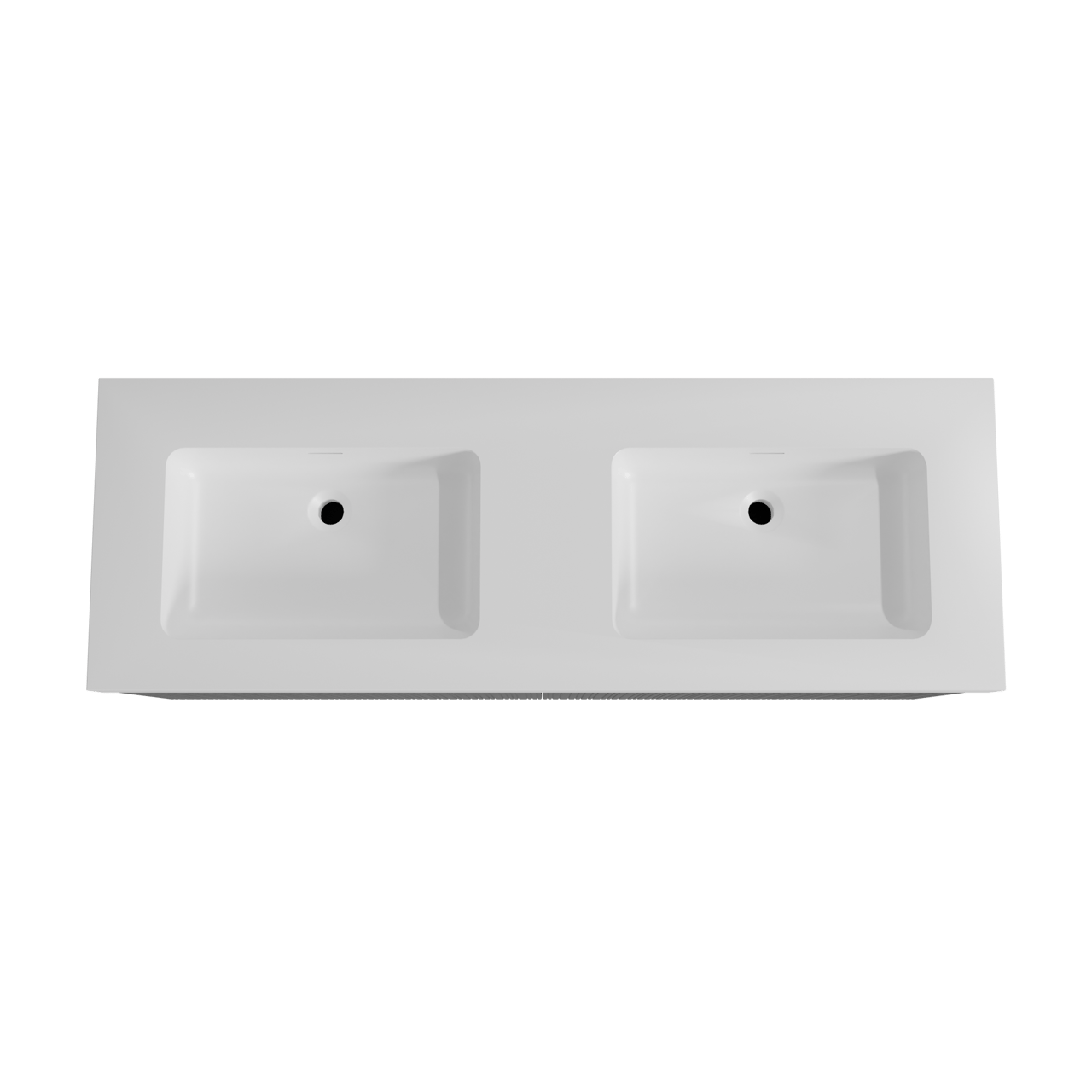 Storke Ribs zwevend badmeubel 150 x 52 cm zwart eiken met Mata High dubbele wastafel in solid surface mat wit, Verticale asymmetrische rechte ribbel