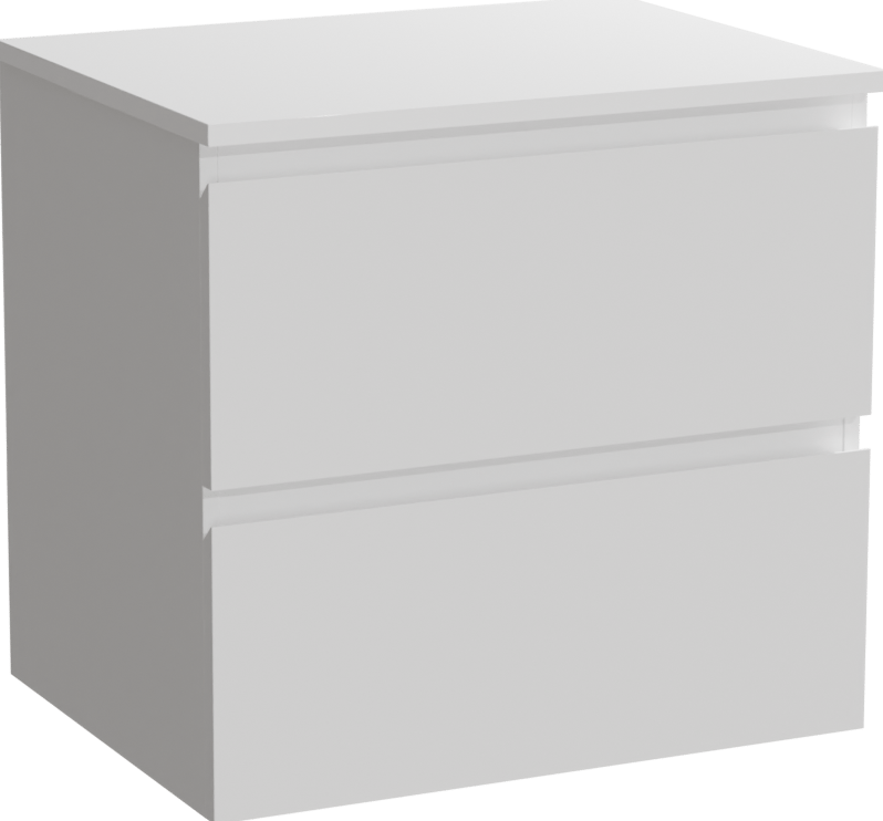 Linie Lado zwevend badkamermeubel 60 x 46 cm glanzend wit met Lado enkel tablet in composietmarmer glanzend wit