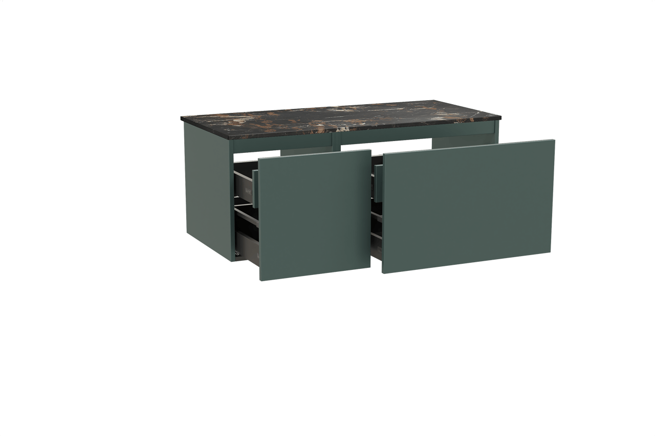 Balmani Sfera meuble salle de bains suspendu 120 x 55 cm forest avec Stretto tablette simple en marbre portoro gold