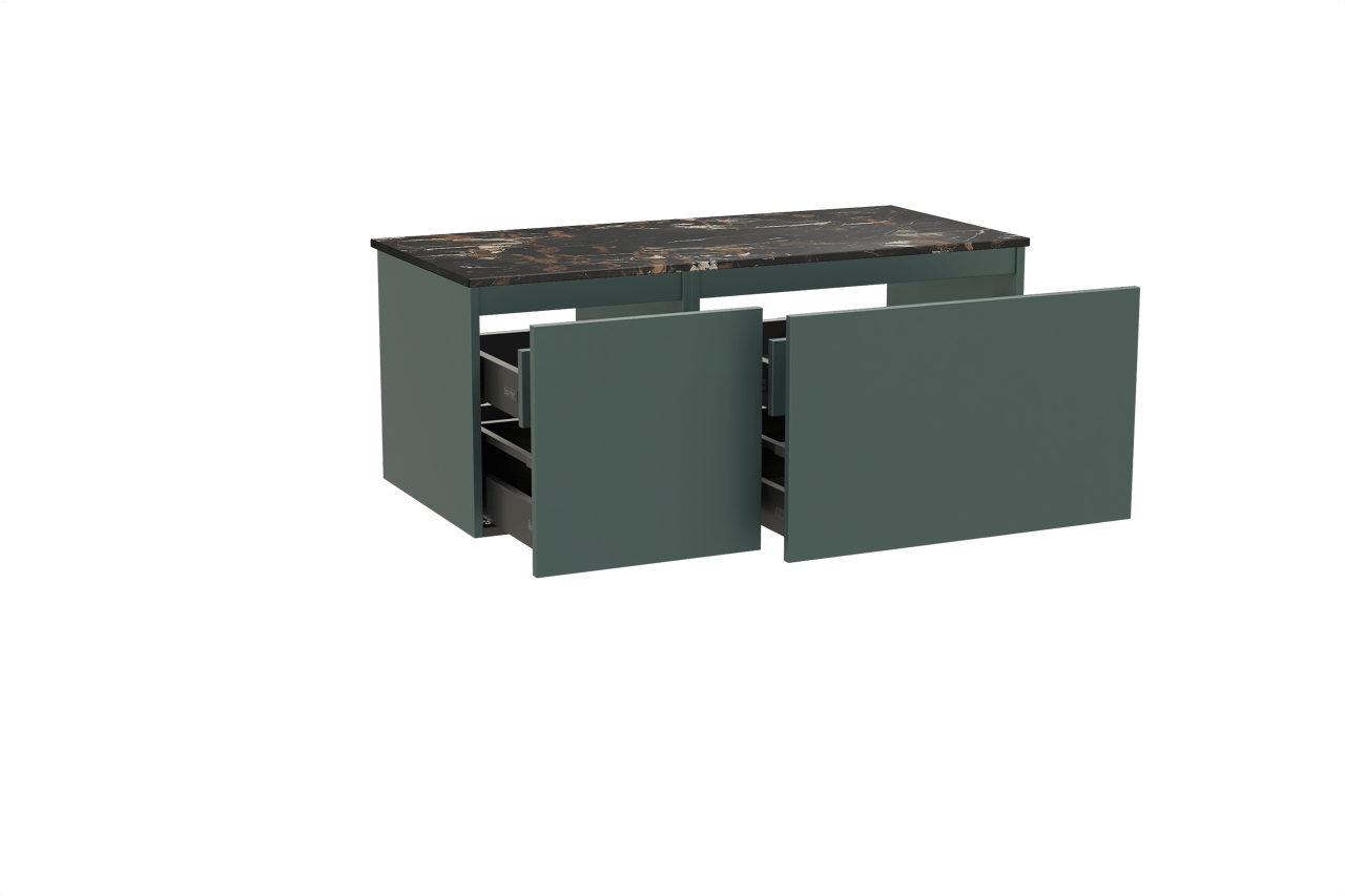 Balmani Sfera meuble salle de bains suspendu 120 x 55 cm forest avec Stretto tablette simple en marbre portoro gold