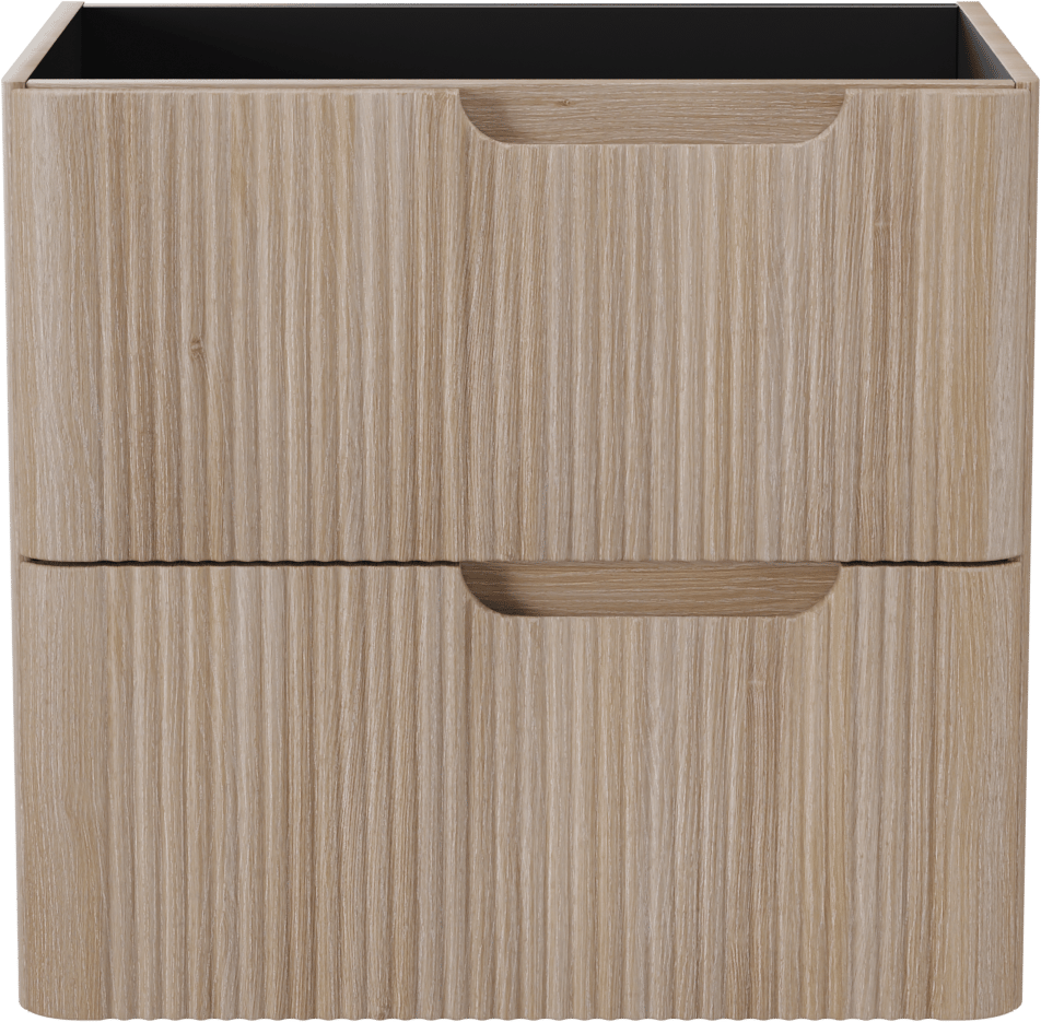 Linie Curvo hängender möbelstück Waschtischunterschränke 60 x 46 cm Eiche Hell 2 Schubladen, Vert. Sym. Rippe