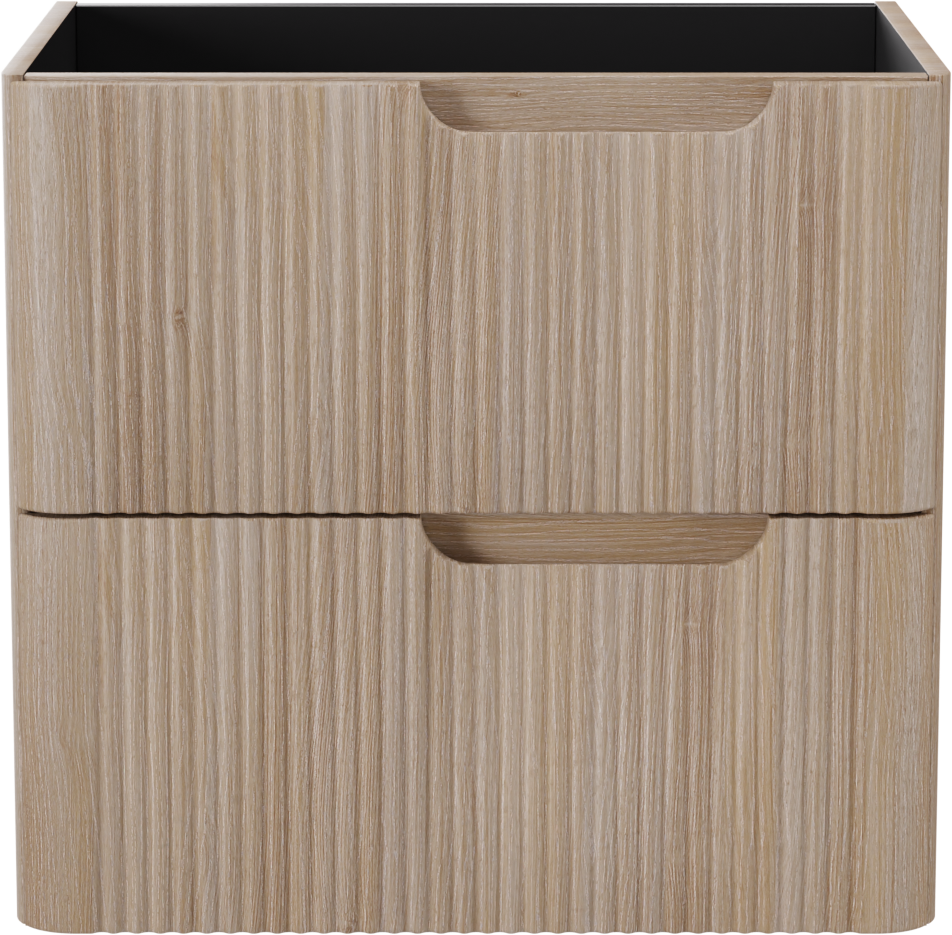 Linie Curvo meuble sous-lavabo suspendu 60 x 46 cm chêne clair 2 tiroirs Nervure sym. vert.