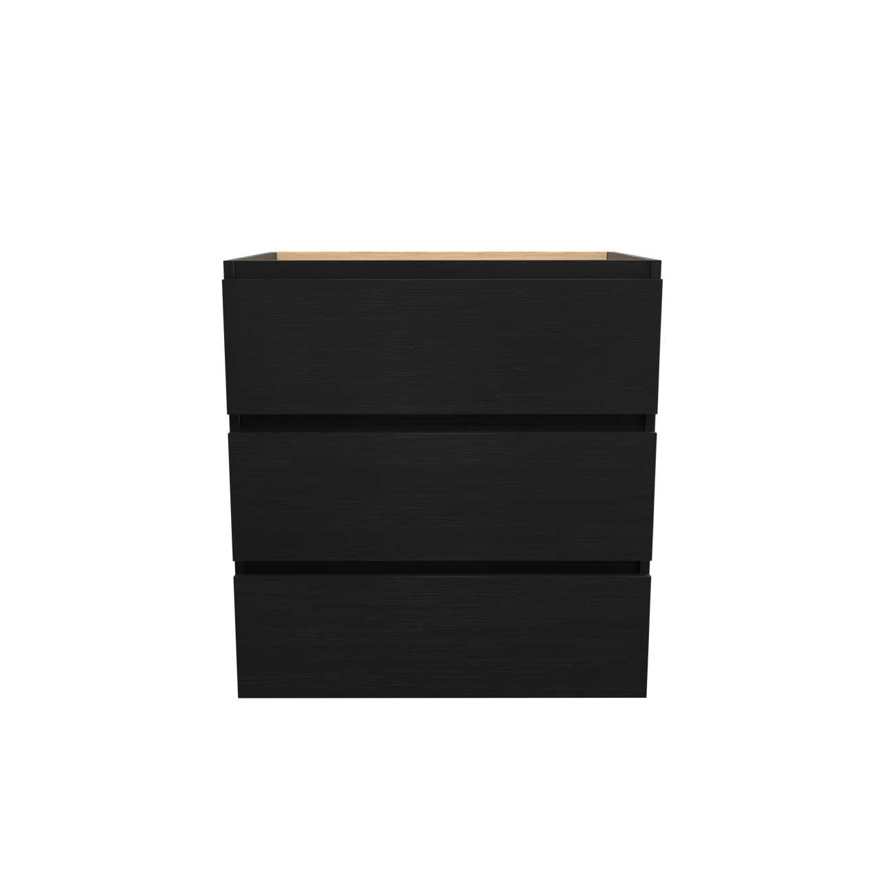 Balmani Lucida stehender Waschbeckenunterschrank: 75 x 55 cm, Eiche Schwarz, 3 Schubladen