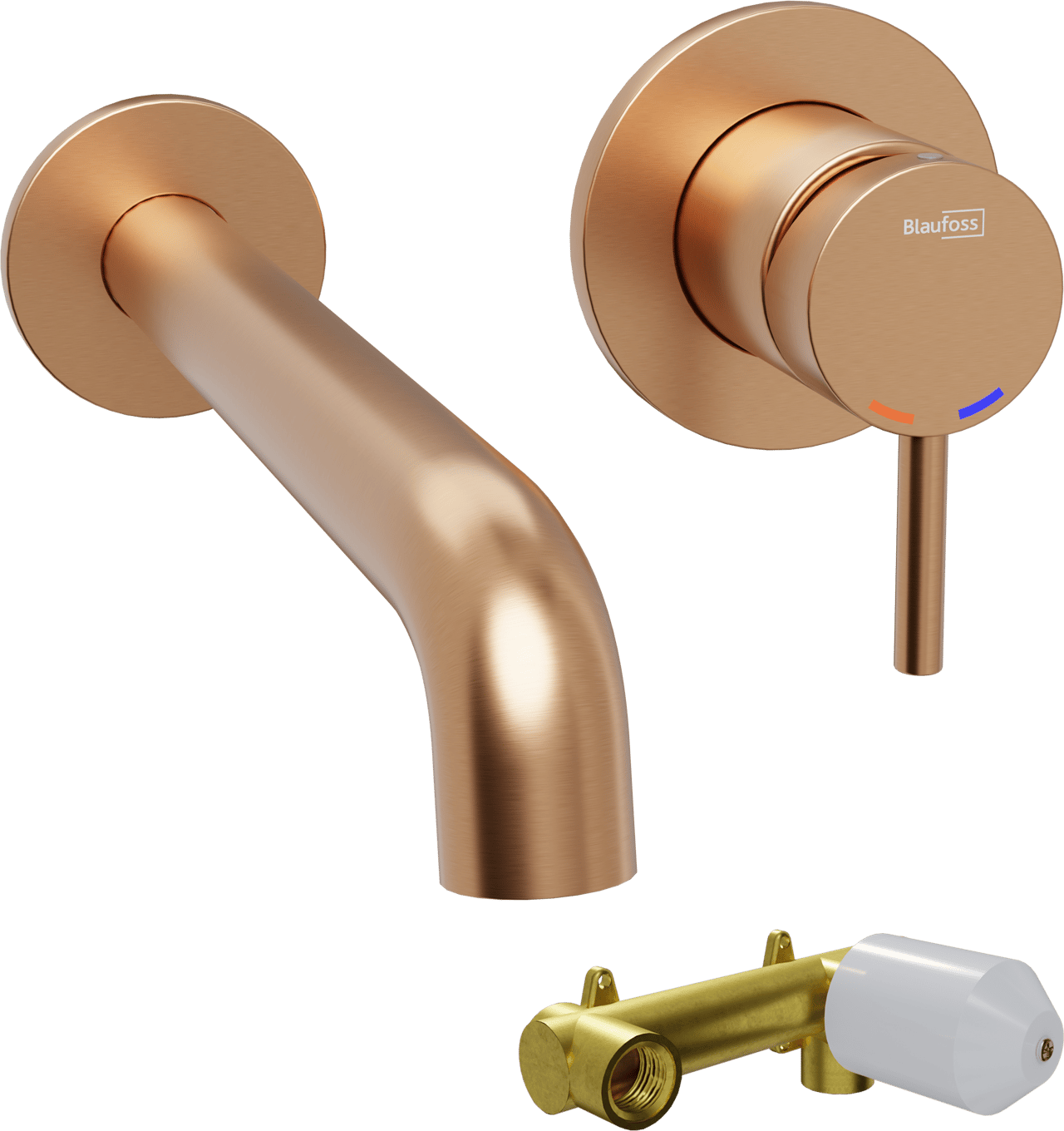 Blaufoss Round inbouw wastafelkraan Brushed Rosegold incl. inbouwelement