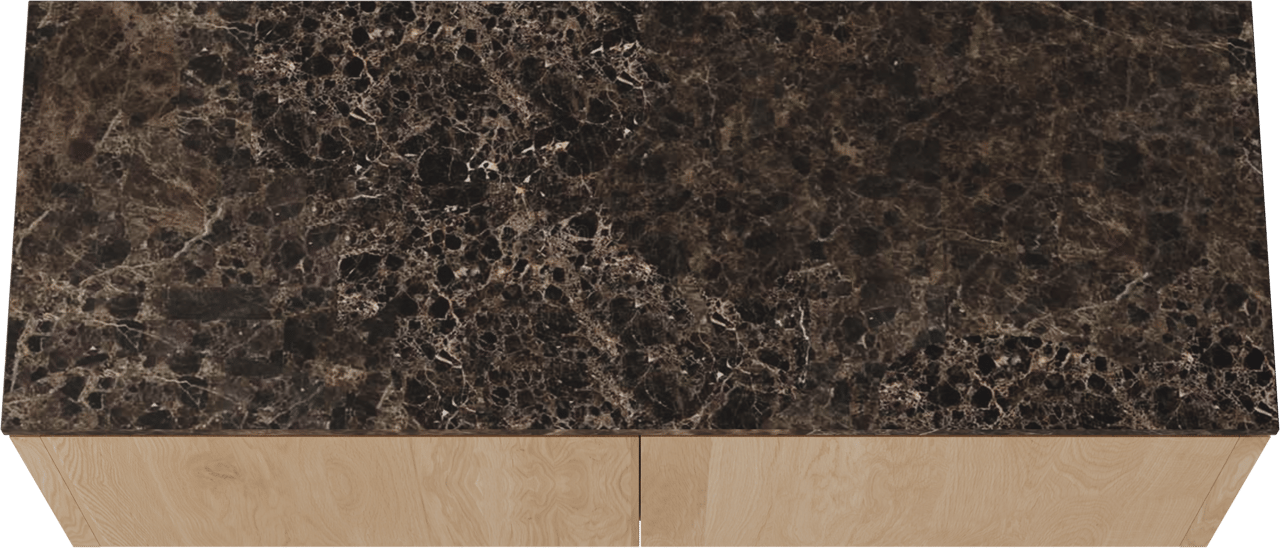 Balmani Eclips hängendes Möbelstück Set: 150 x 55 cm, Eiche Natur, mit Stretto Einzel- oder Doppel Waschtischplatte Marmor Dark Emperador
