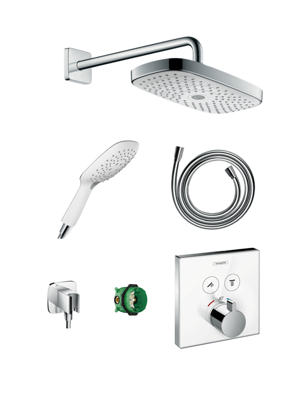 Hansgrohe Showerselect thermostatische inbouw regendoucheset met ronde regendouchekop 30 cm Glanzend Chroom en Wit