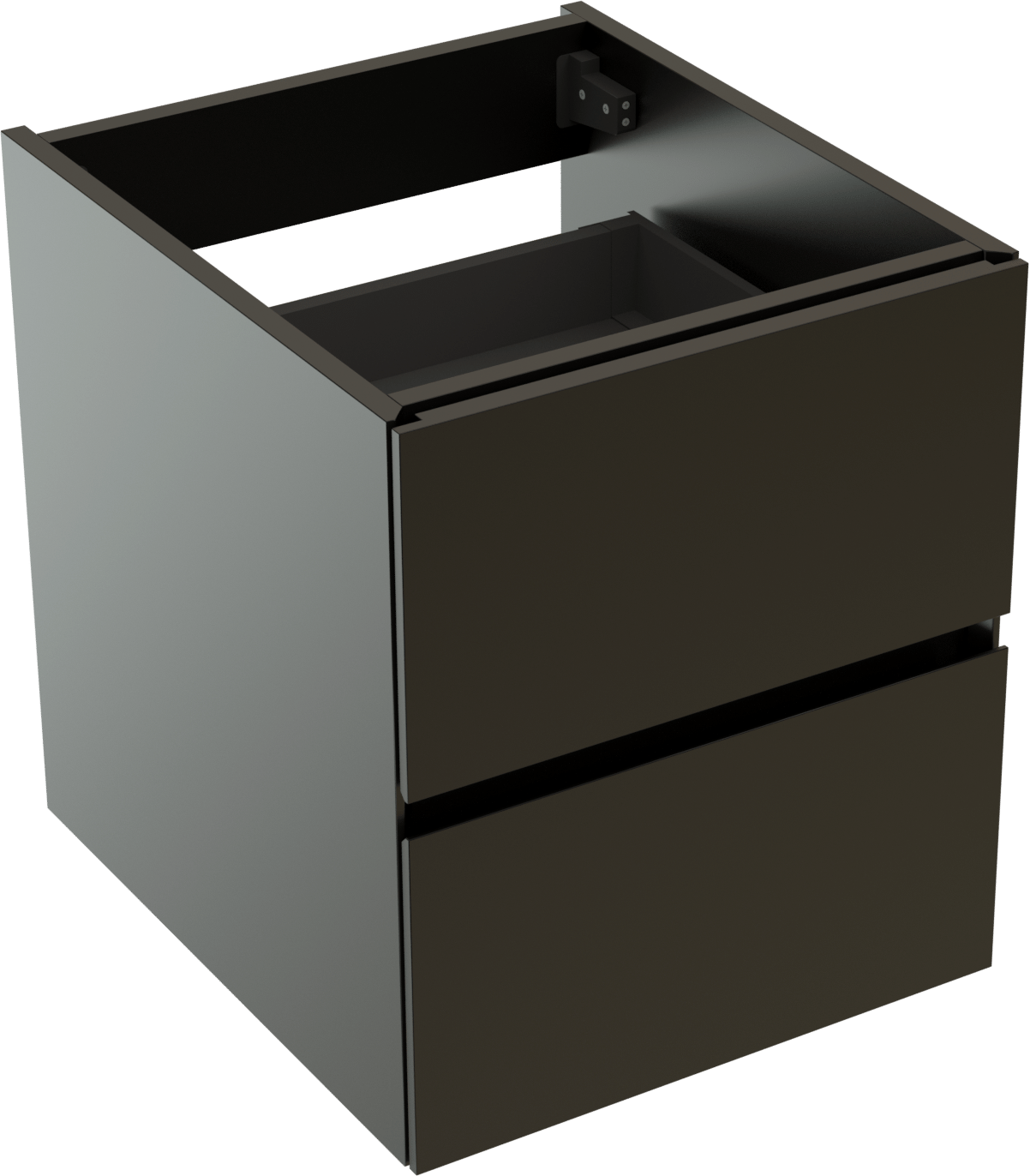 Storke Edge hängender Waschbeckenunterschrank: 45 x 52 cm, Schwarz Matt, 2 Schubladen