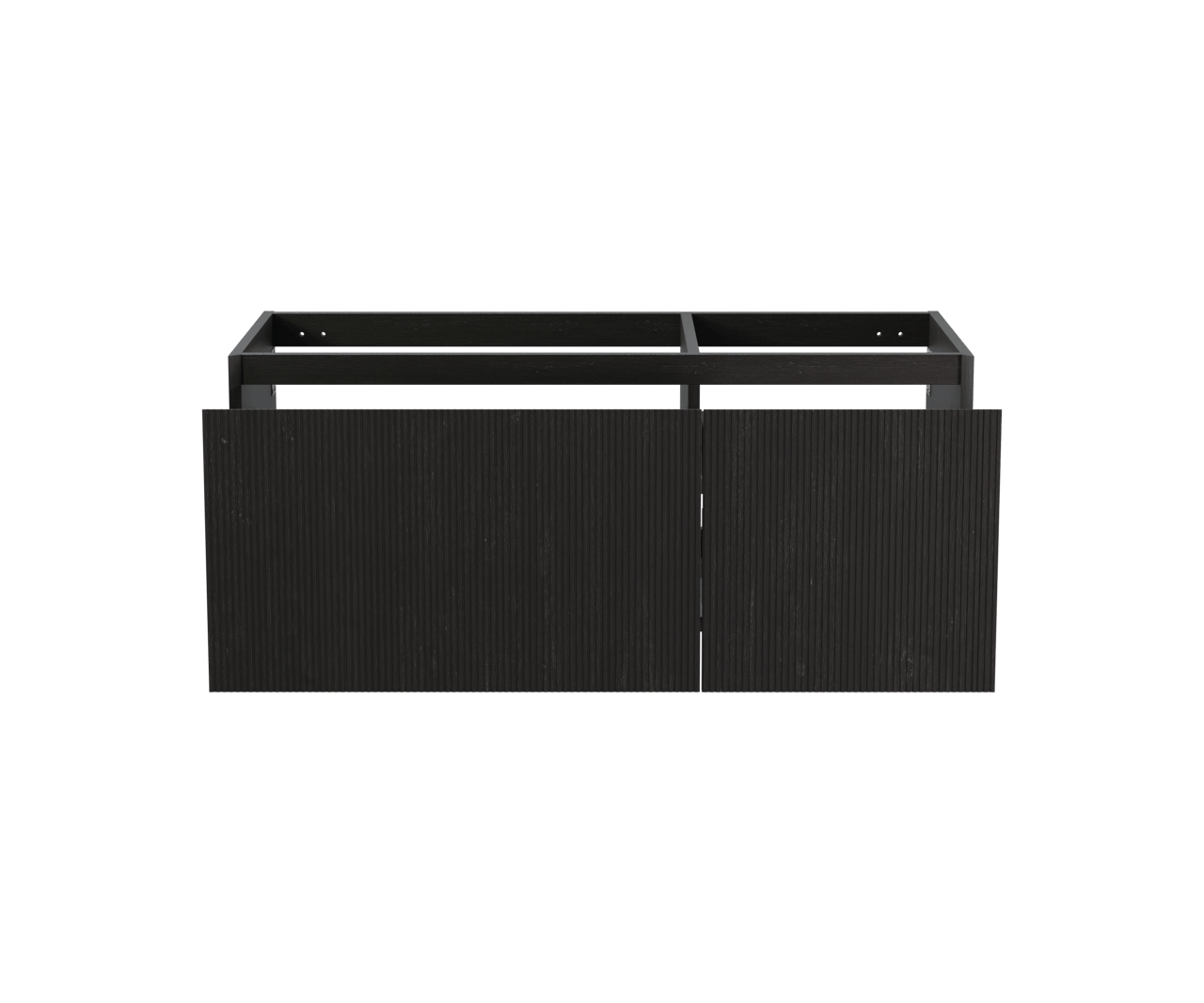 Balmani Fila hängender Waschbeckenunterschrank: 120 x 55 cm, asymmetrisch links, Eiche Schwarz, Furnierholz, 4 Schubladen