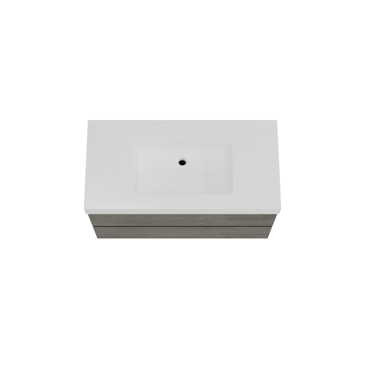Storke Edge zwevend badmeubel 105 x 52 cm beton donkergrijs met Mata High enkele wastafel in solid surface mat wit