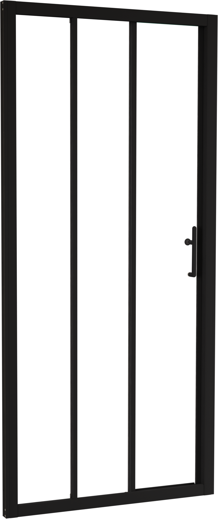 Linie Cadiz dreiteilige Dusche Schiebetür 90 cm x 190 cm Klarglas matt Schwarz profil