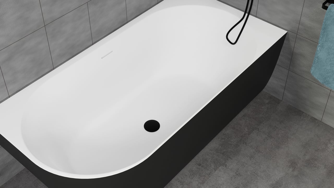 Luca Varess Otello 2-Personen-Eckbadewanne: rechts, 170 x 80 cm, Acryl, Schwarz Matt